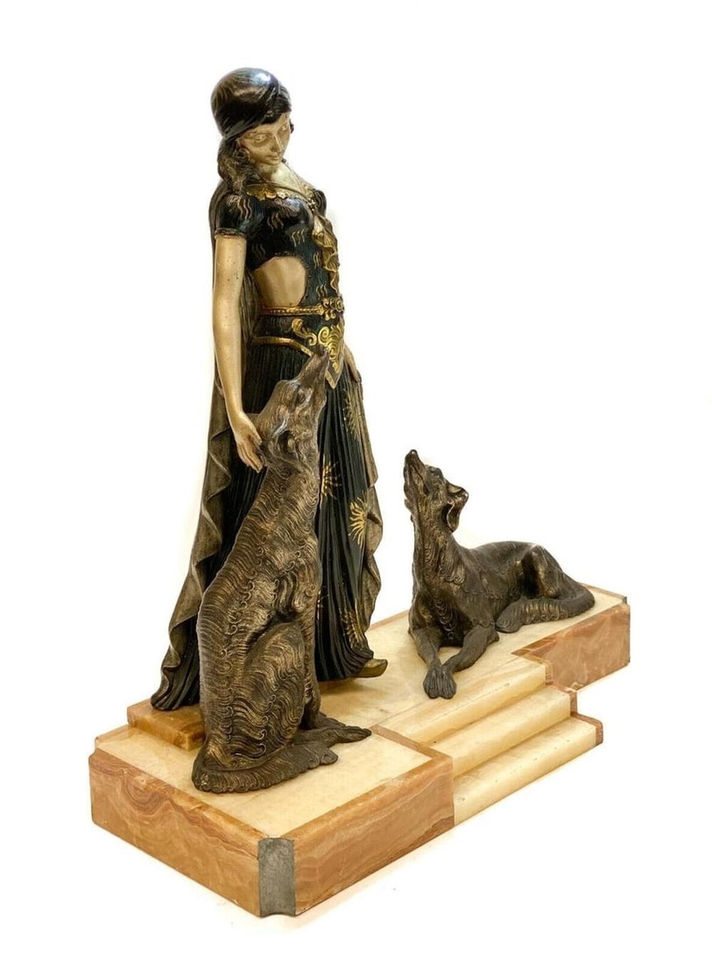 George Van de Voorde | Art Deco Patinated & Silvered Sculpture of ...