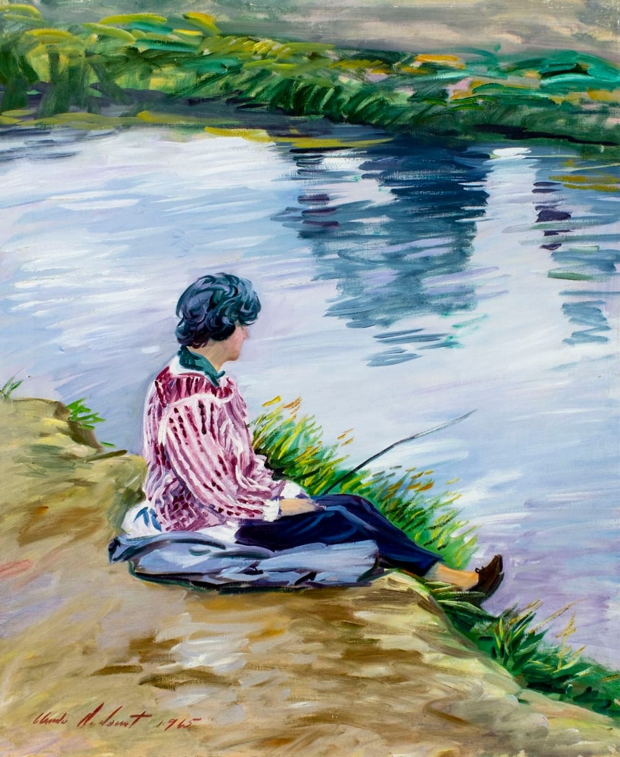 Charles Merrill Mount | Woman by Riverbank (1965) | MutualArt