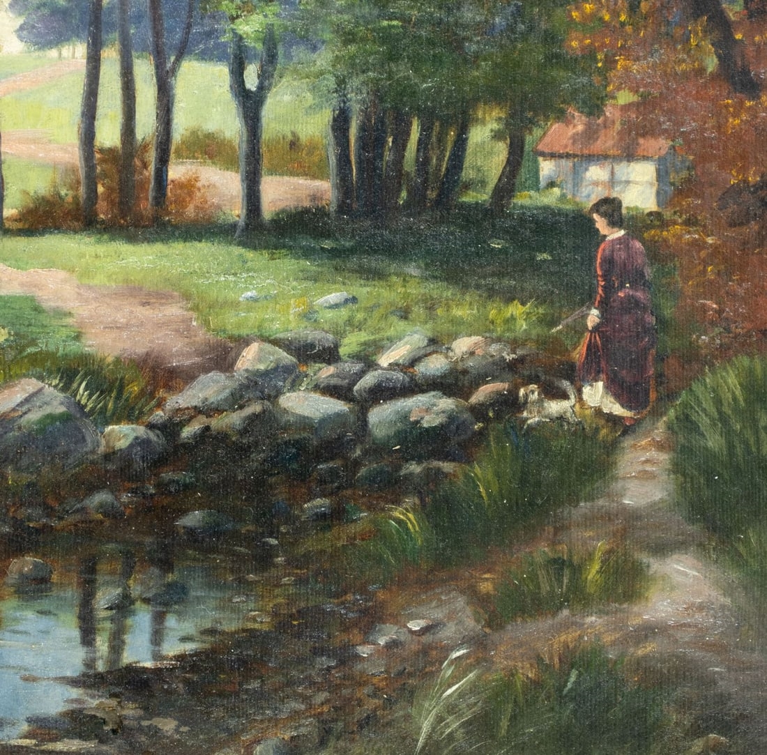 Fred Pansing | Landscape - Lady with Dog | MutualArt