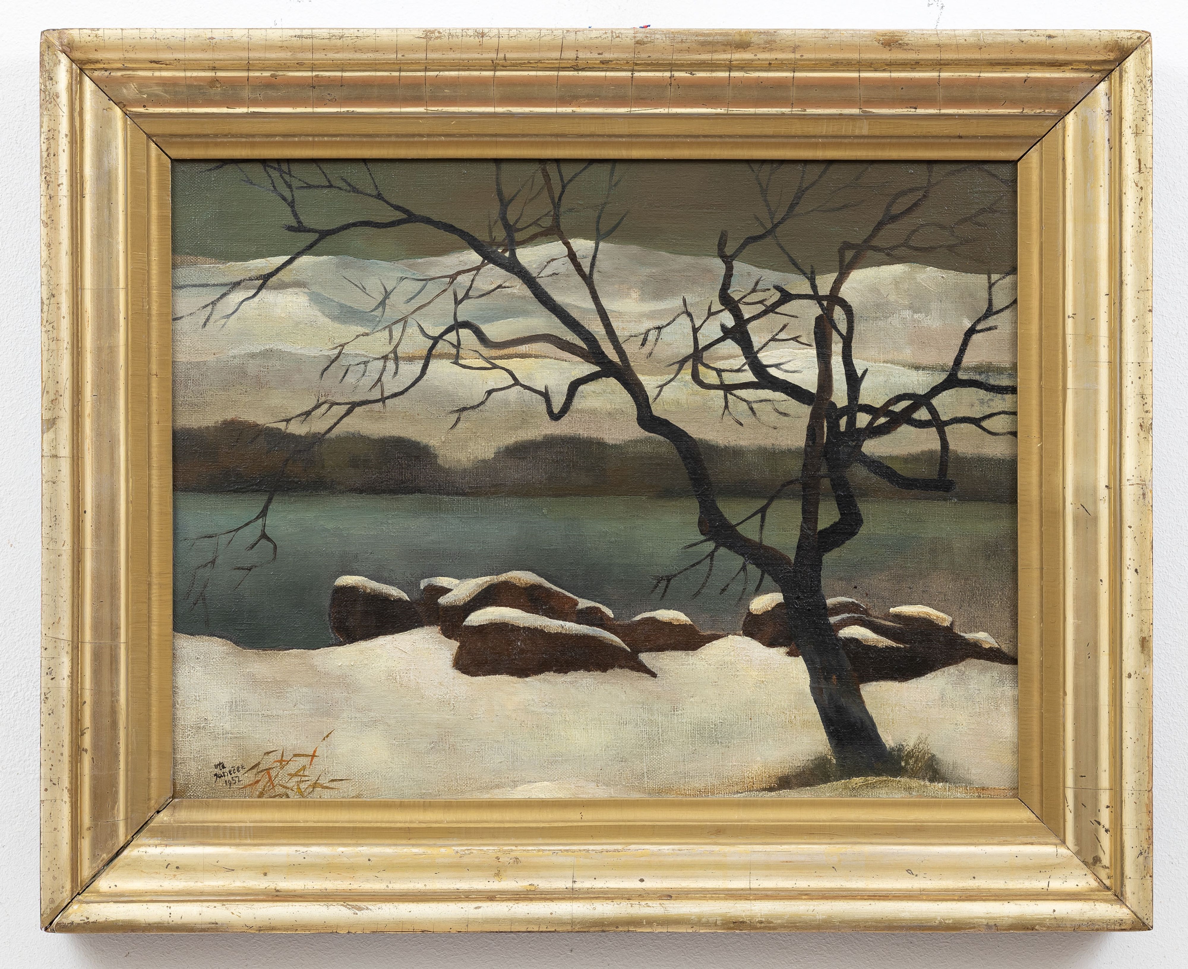 Artwork by Ota Janeček, Snow-Covered Boulders, Made of oil on canvas