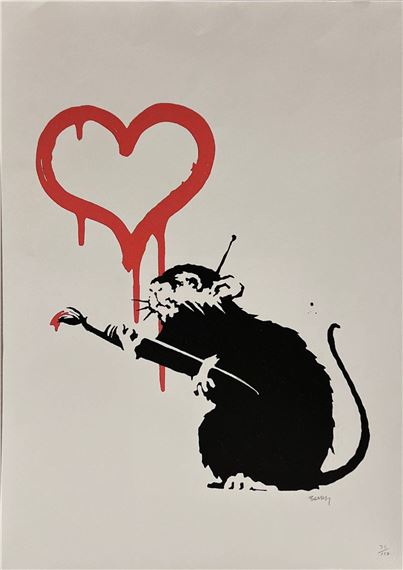 Banksy | Monkey Sign (White & Reverse Ver.) (2019) | MutualArt