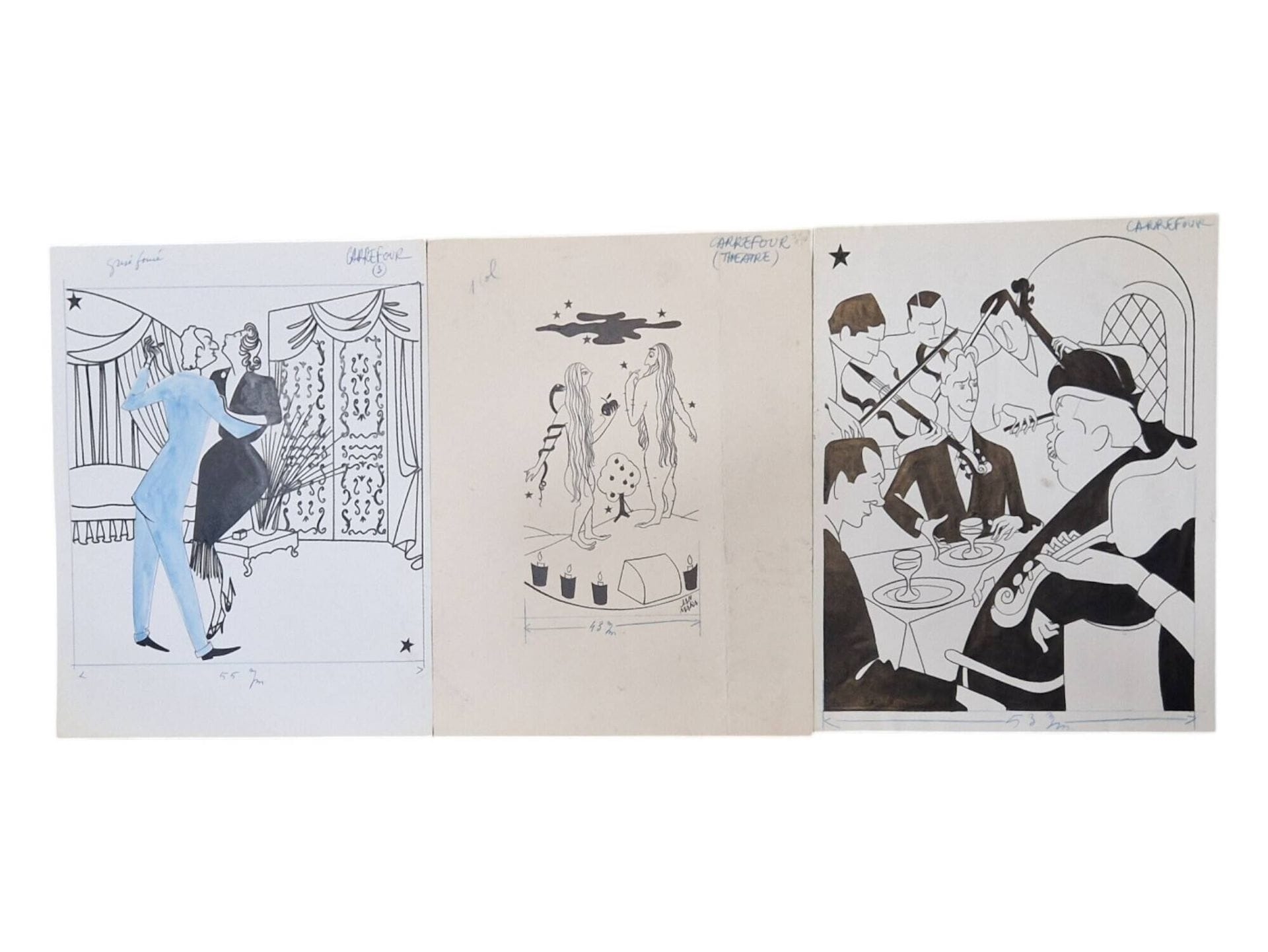 Mara Jean | Various subjects Three Indian ink drawings on paper | MutualArt