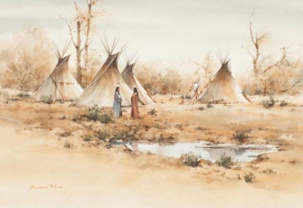Howard Rees | Landscape with Tipis | MutualArt