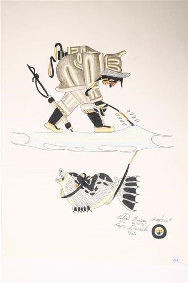 Peter Ragee | Seal hunter with roped seal (2007) | MutualArt