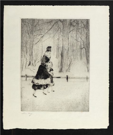 Lesser Ury | Dame mit Kind im Tierpark (1861) | MutualArt