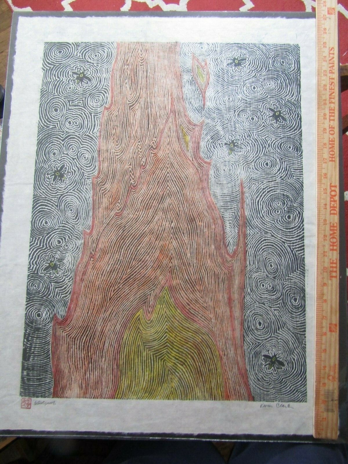 Kevin Clark | Fire Firefly Japanese moku hanga very Large woodcut ...