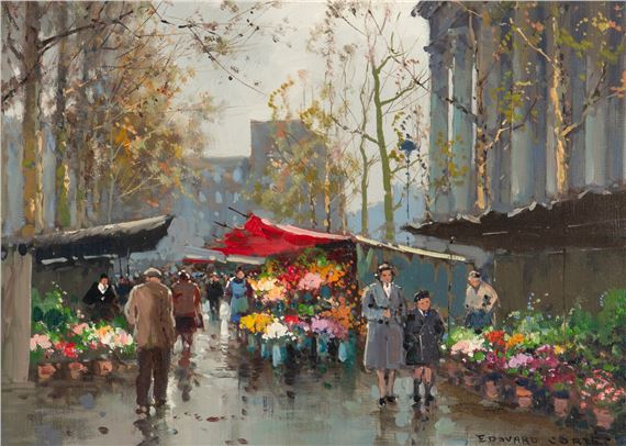 Paris, Marché aux Fleurs devant le Madeleine - Edouard Léon Cortès