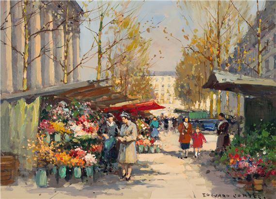 Le Marché aux Fleurs, Place de la Madeleine - Edouard Léon Cortès