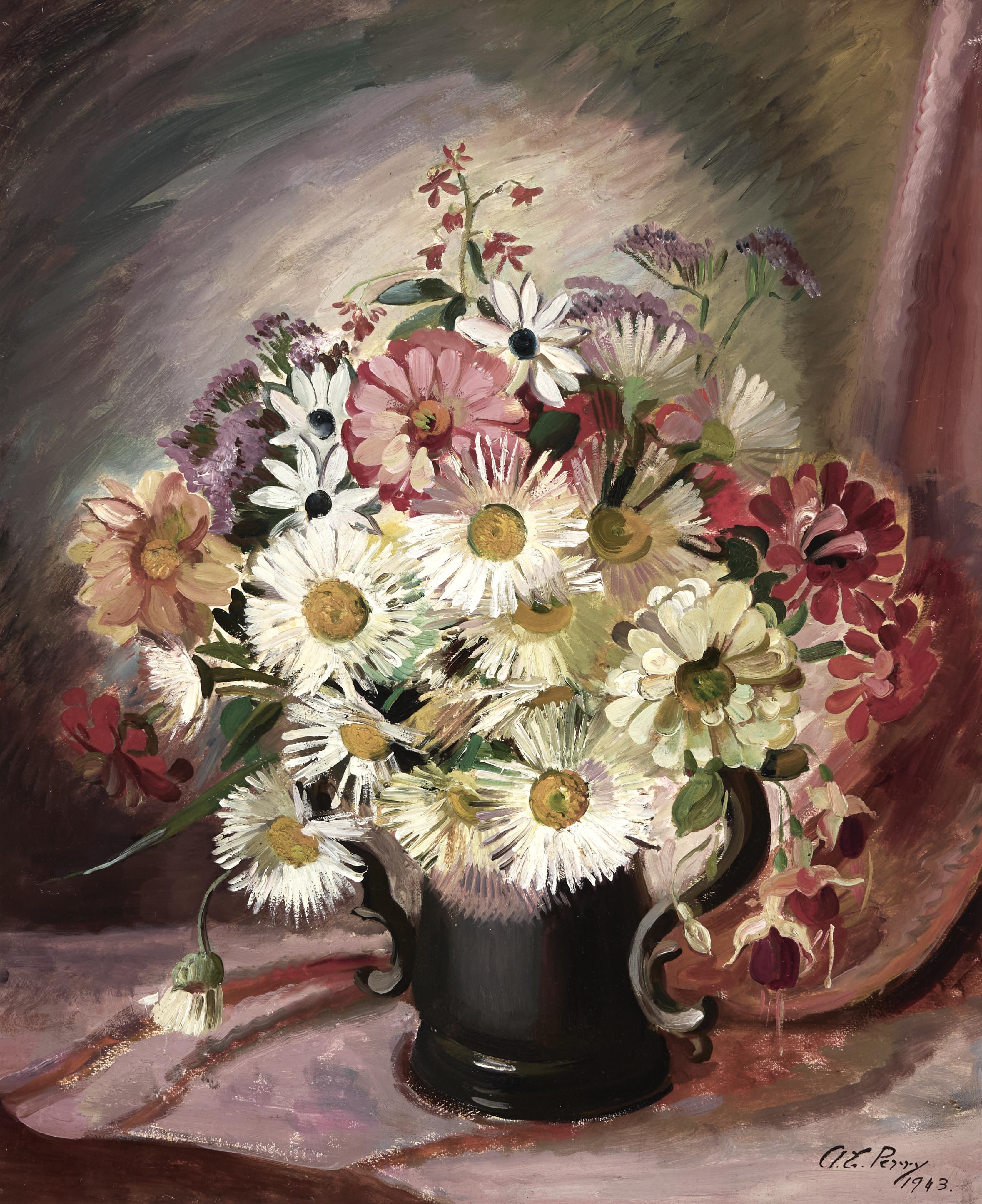 Adelaide Perry | Mixed Bunch in Black Vase (1943) | MutualArt