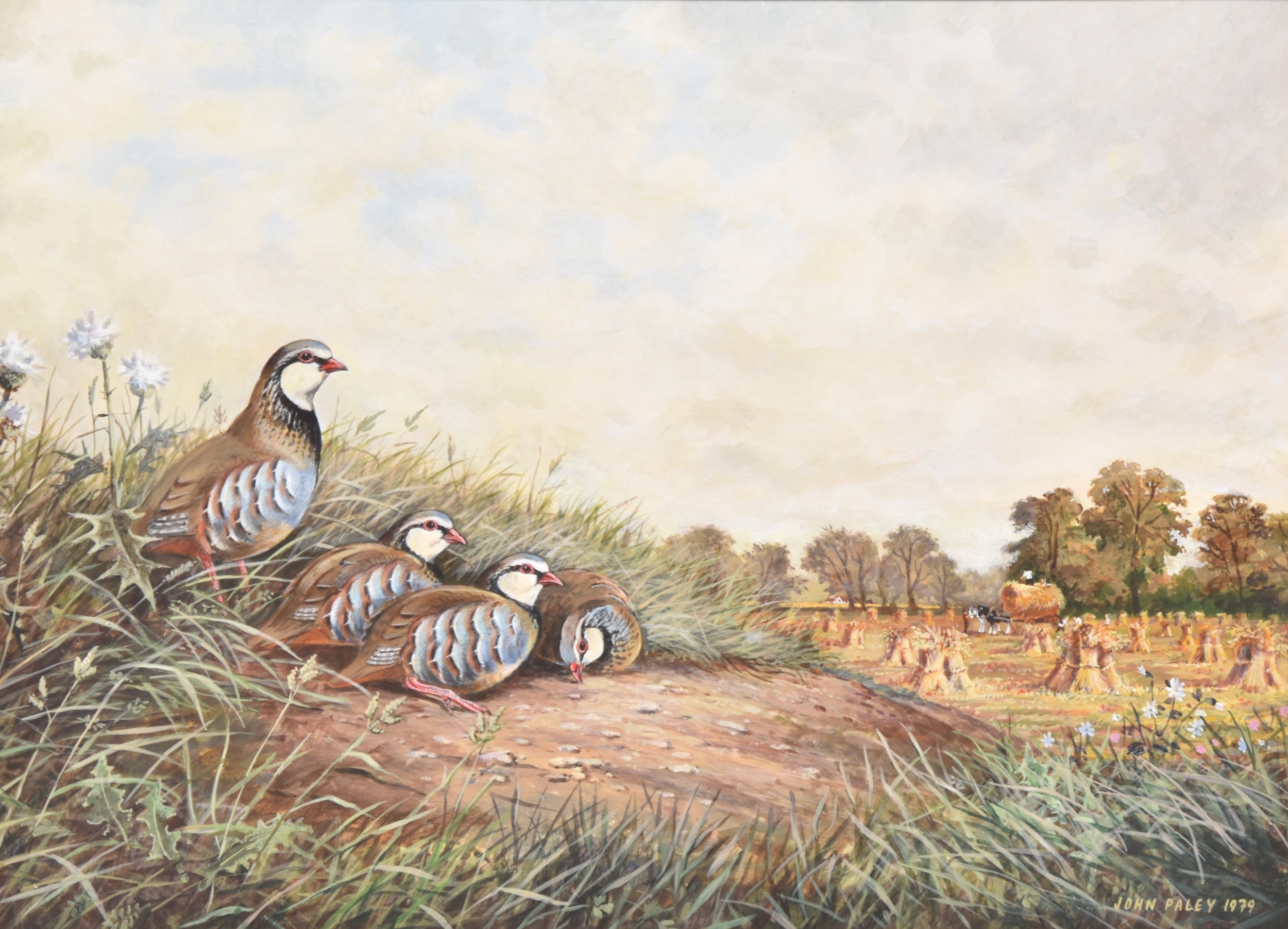 John Paley | French Partridges overlooking a Haymaking Scene (1979 ...