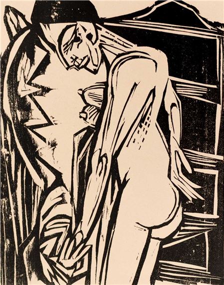 Weiblicher Akt vor einem Schrank - Ernst Ludwig Kirchner