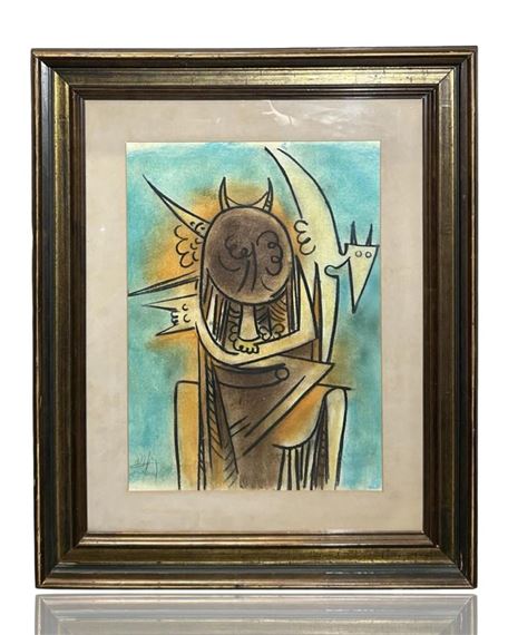 Wifredo Lam Chalk Pastel Drawing - Wifredo Lam