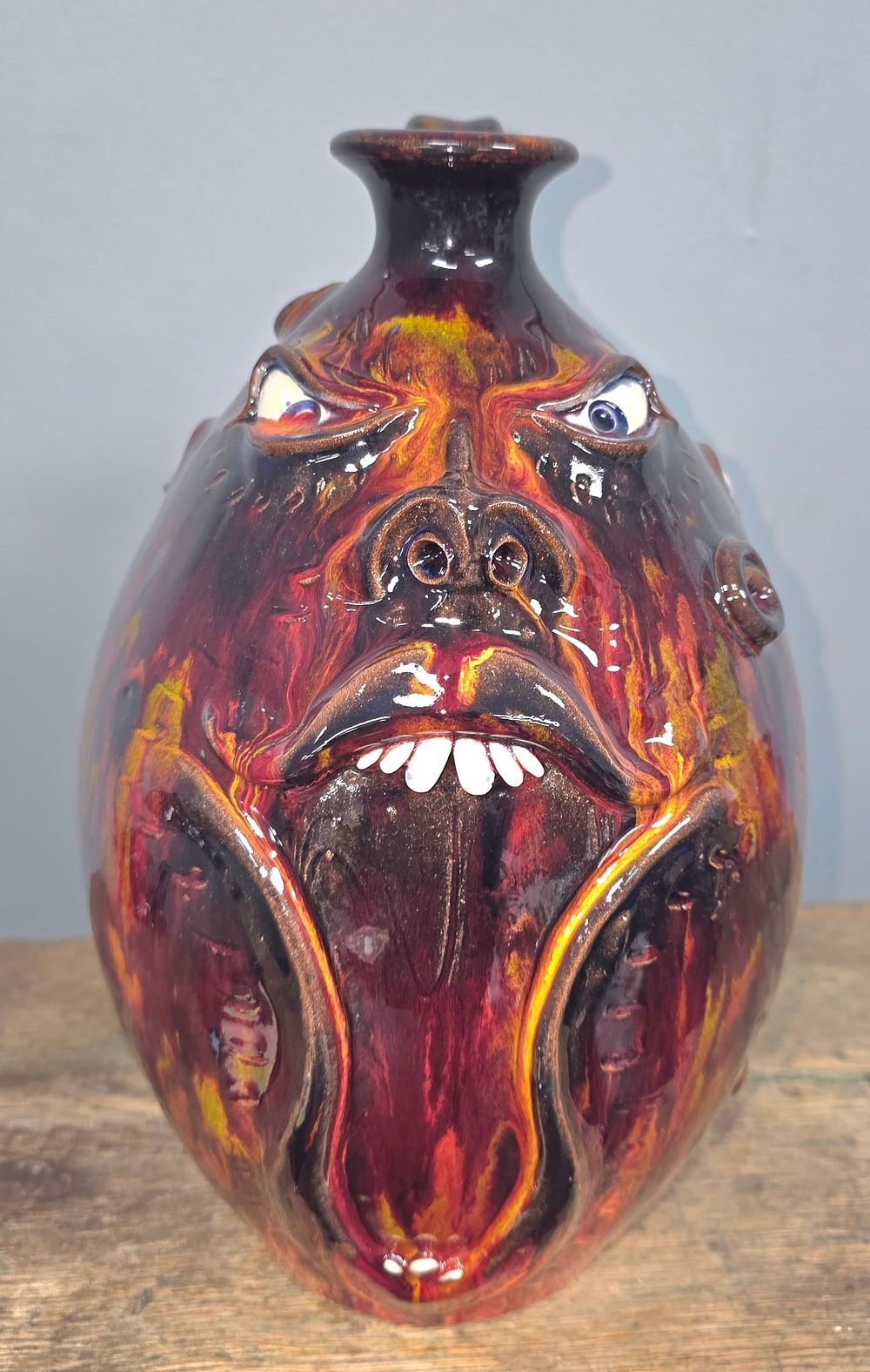 Roger Corn | Fine Roger Corn Triple Face Decorated Face Jug | MutualArt
