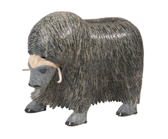 Inuit School | INUIT STONE MUSK OX, SIGNED | MutualArt