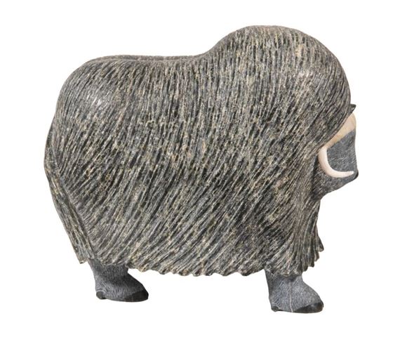 Inuit School | INUIT STONE MUSK OX, SIGNED | MutualArt