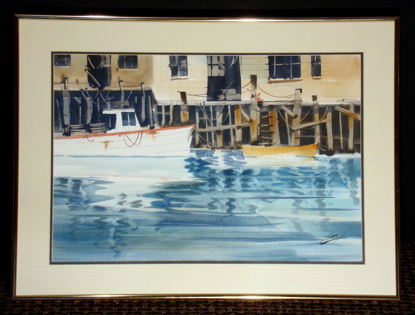 Ray Loos | Untitled Signed Original Watercolor Painting of boats and ...