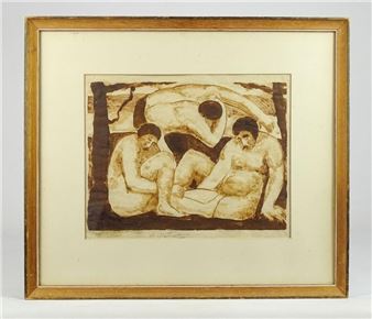 Figuires in a landscape - Abraham Walkowitz