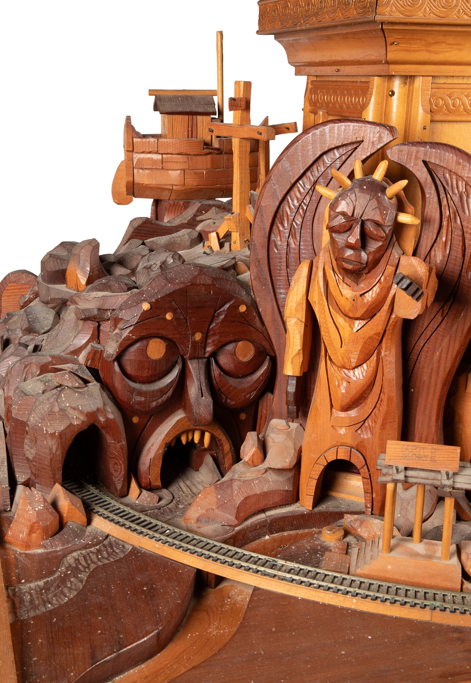 David V. Holmes | A Wood Carved Jesus and Devil Grotto Folk Art Train ...