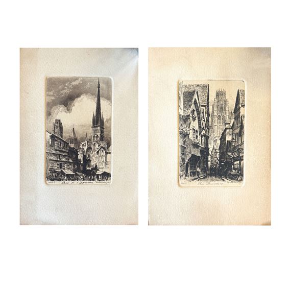 Charles Pinet | Two Charles Pinet Etchings | MutualArt