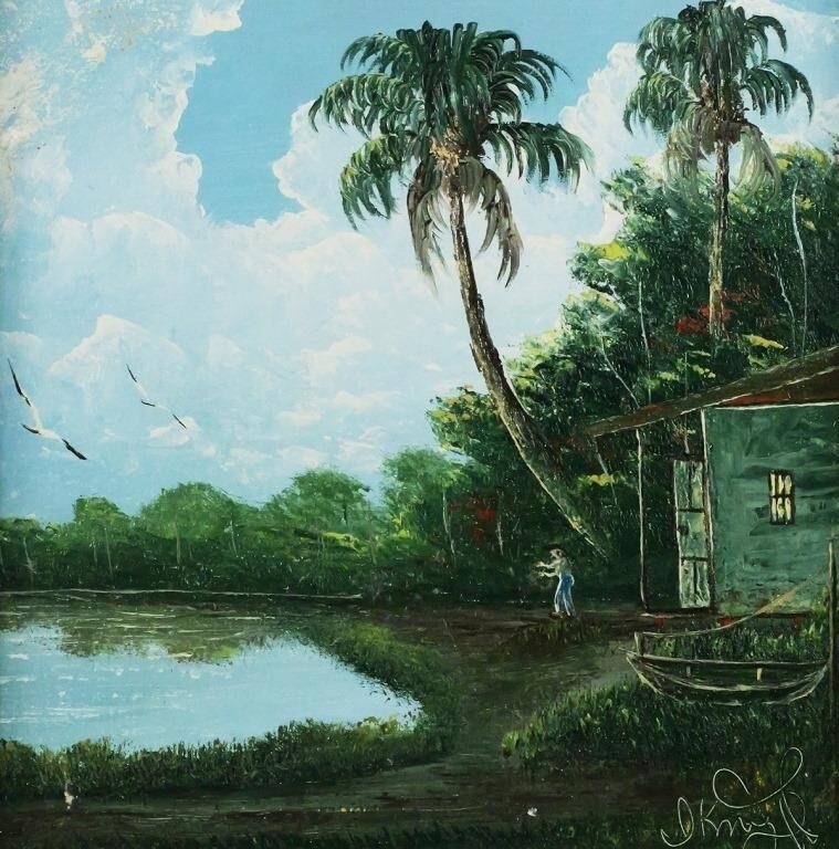 Isaac Knight | Landscape with a shack and figure | MutualArt