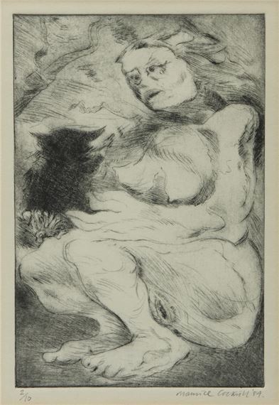 Maurice Cockrill | Nude with cat | MutualArt