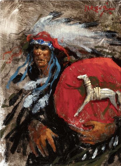 Untitled (Native Portrait with Shield - Mike Larsen