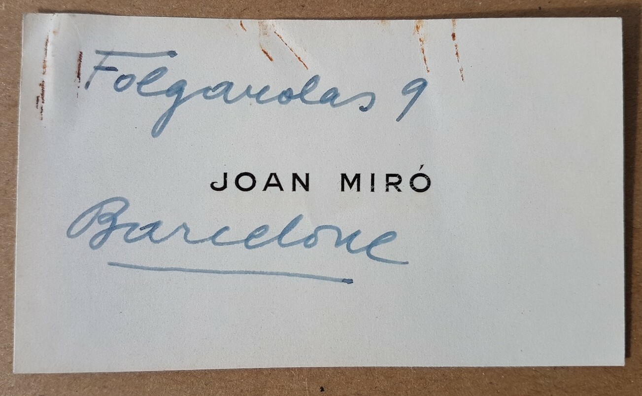 Joan Miró | Joan Miro unique hand signed handwritten text + business ...