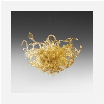 Clear with Gold Leaf Chandelier