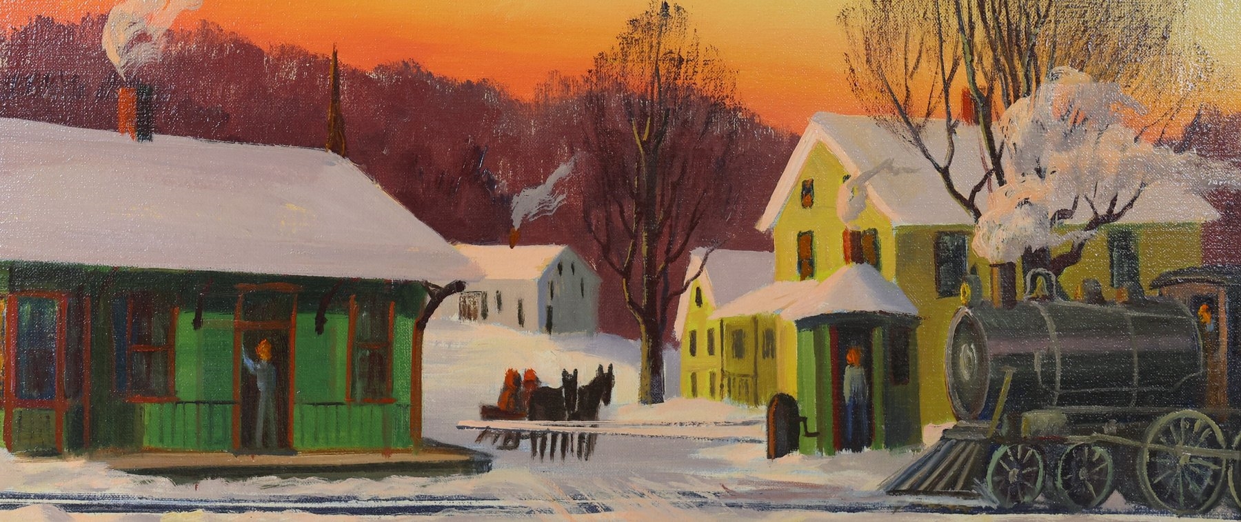 Edna Palmer Engelhardt | Snowy winter landscape of a train station at ...