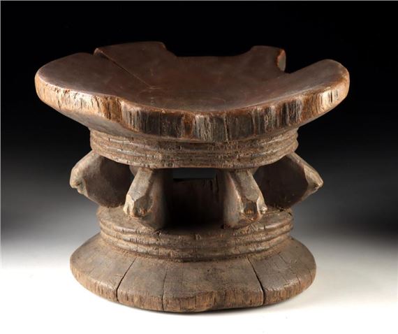 Pende | Congo Pende Wood Stool Atop Caryatid Ancestor Heads (19th ...