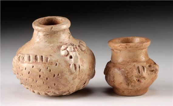 Maya | Two Maya Pottery Poison Bottles w/ Animals (90) | MutualArt
