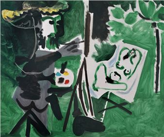 Le peintre et son modèle dans un paysage