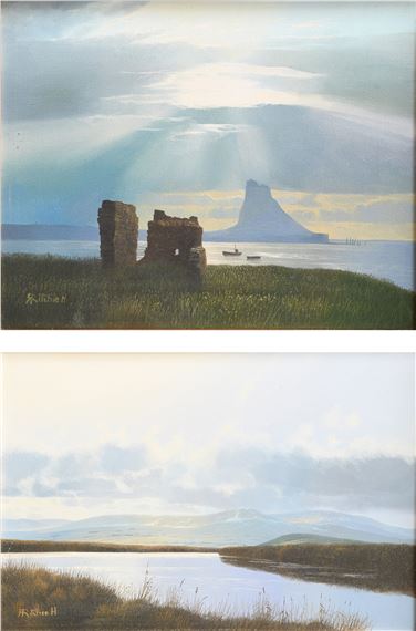 Robert Ritchie | Ruins on the coast with Lindisfarne Castle in the ...
