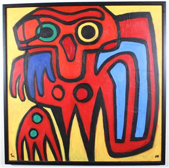 TWO ACRYLICS ON CANVAS, OWLS - Stuart William Adams