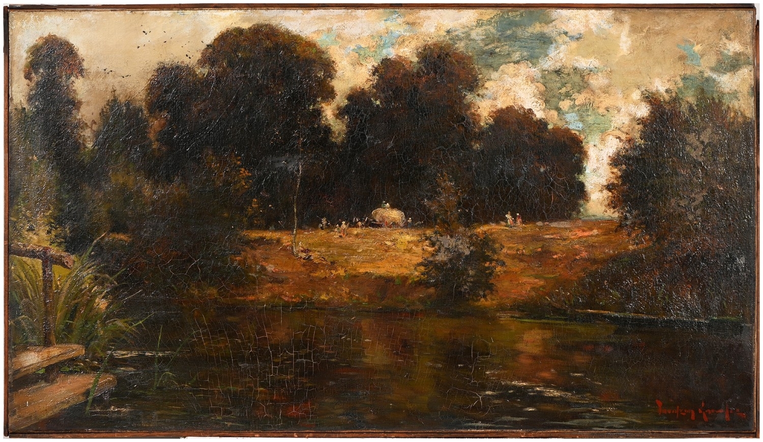 Davidson Knowles | Wooded River Scene with Figures | MutualArt