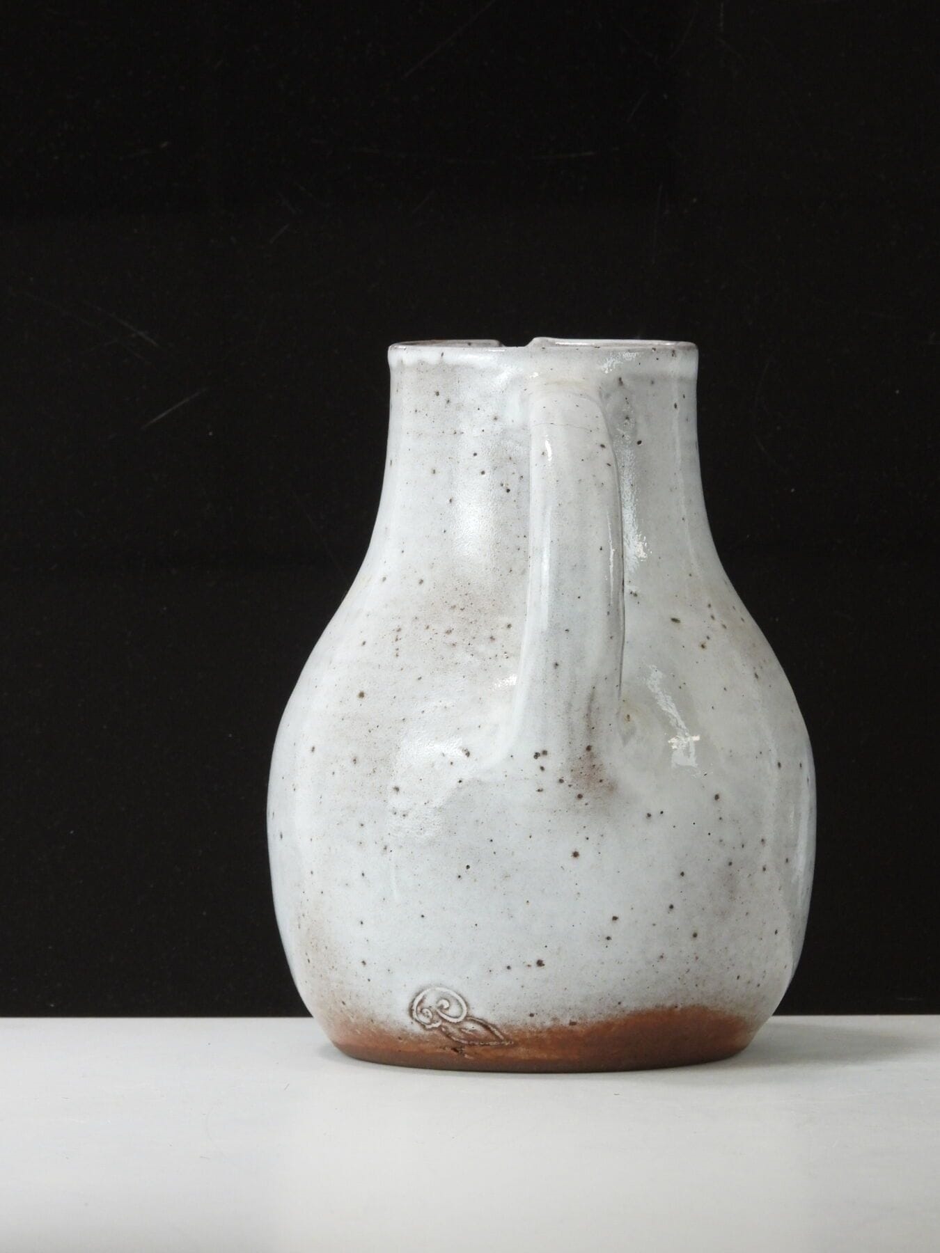Norbert Pierlot | Turned stoneware pitcher with white/gray and brown ...