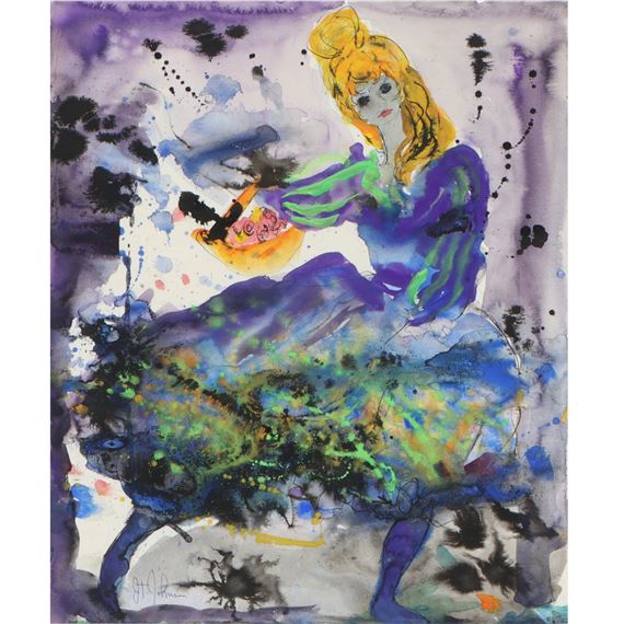 abstract portrait of a woman with a basket of flowers - Joni T. Johnson