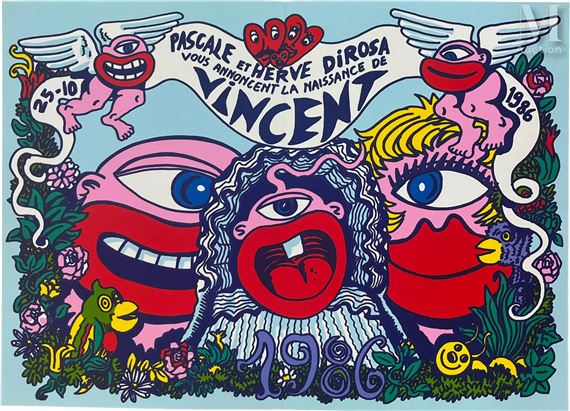 Hervé di Rosa | Faire-part de Naissance de Vincent (1986) | MutualArt