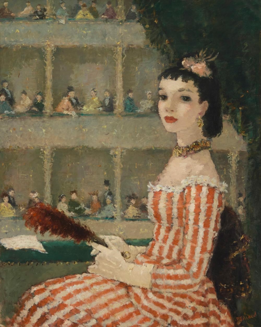 Dietz Edzard | Girl in Opera Box (Circa 1950) | MutualArt