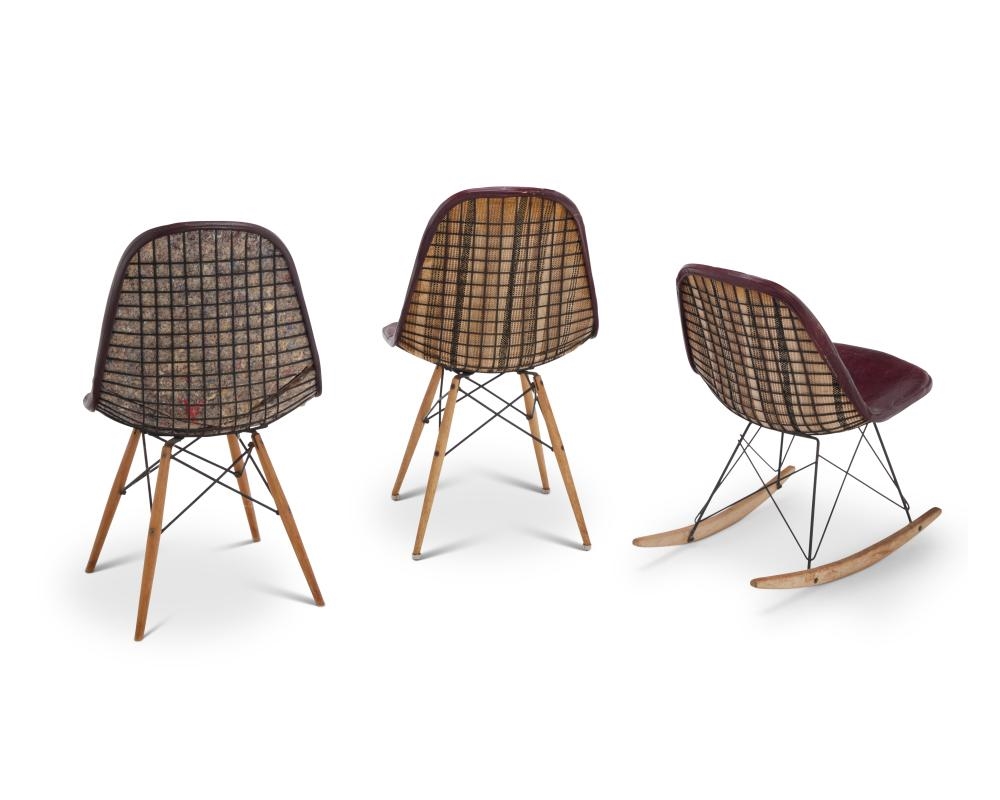 Ray Eames | An Eiffel Tower rocker and two shell side chairs (Late 20th ...