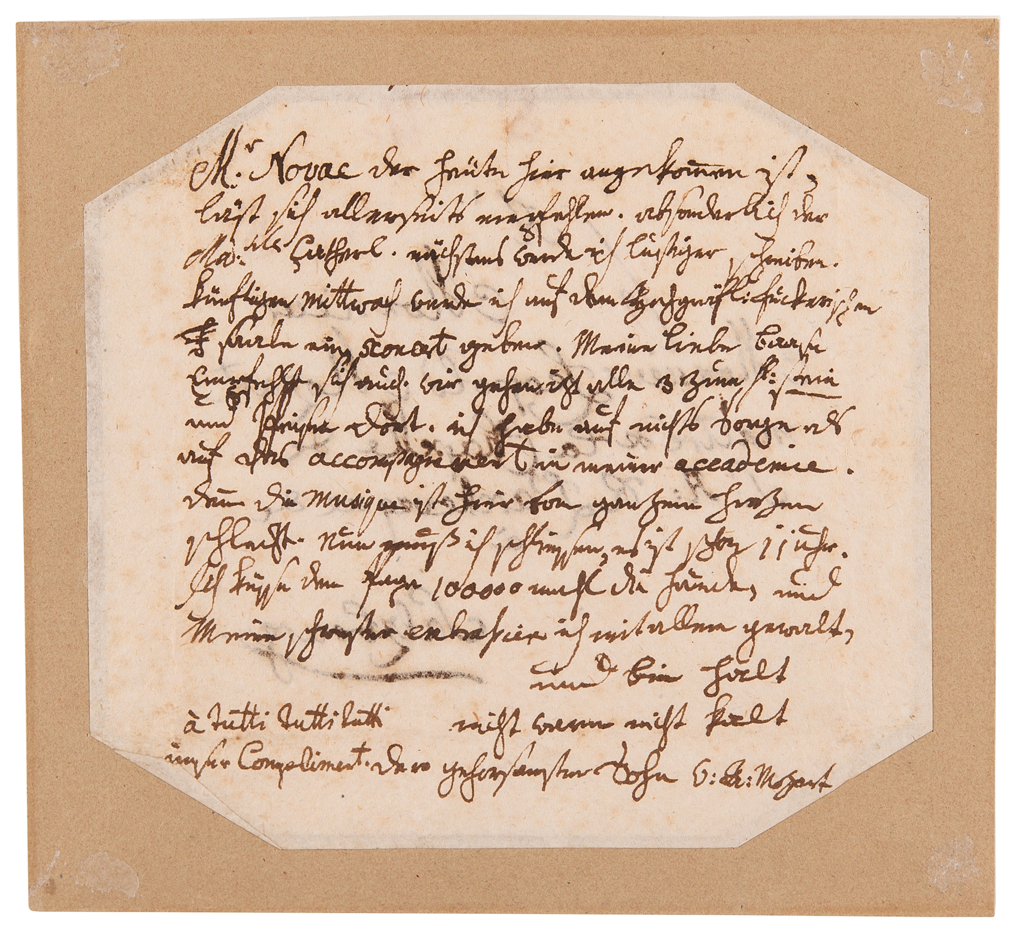 Wolfgang Amadeus Mozart | Autograph Letter Signed, Writing to His ...