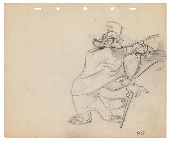 Preston Blair | Honest John rough production drawing from Pinocchio ...