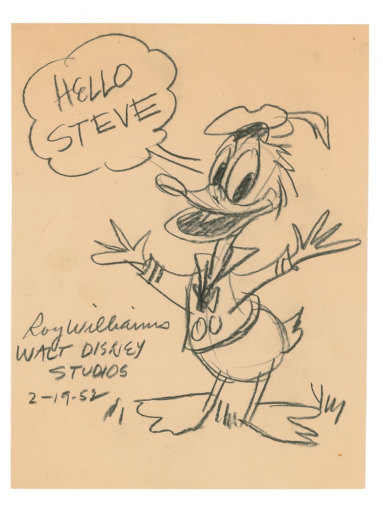 Roy Williams | Original sketch of Donald Duck with his arms raised (52 ...
