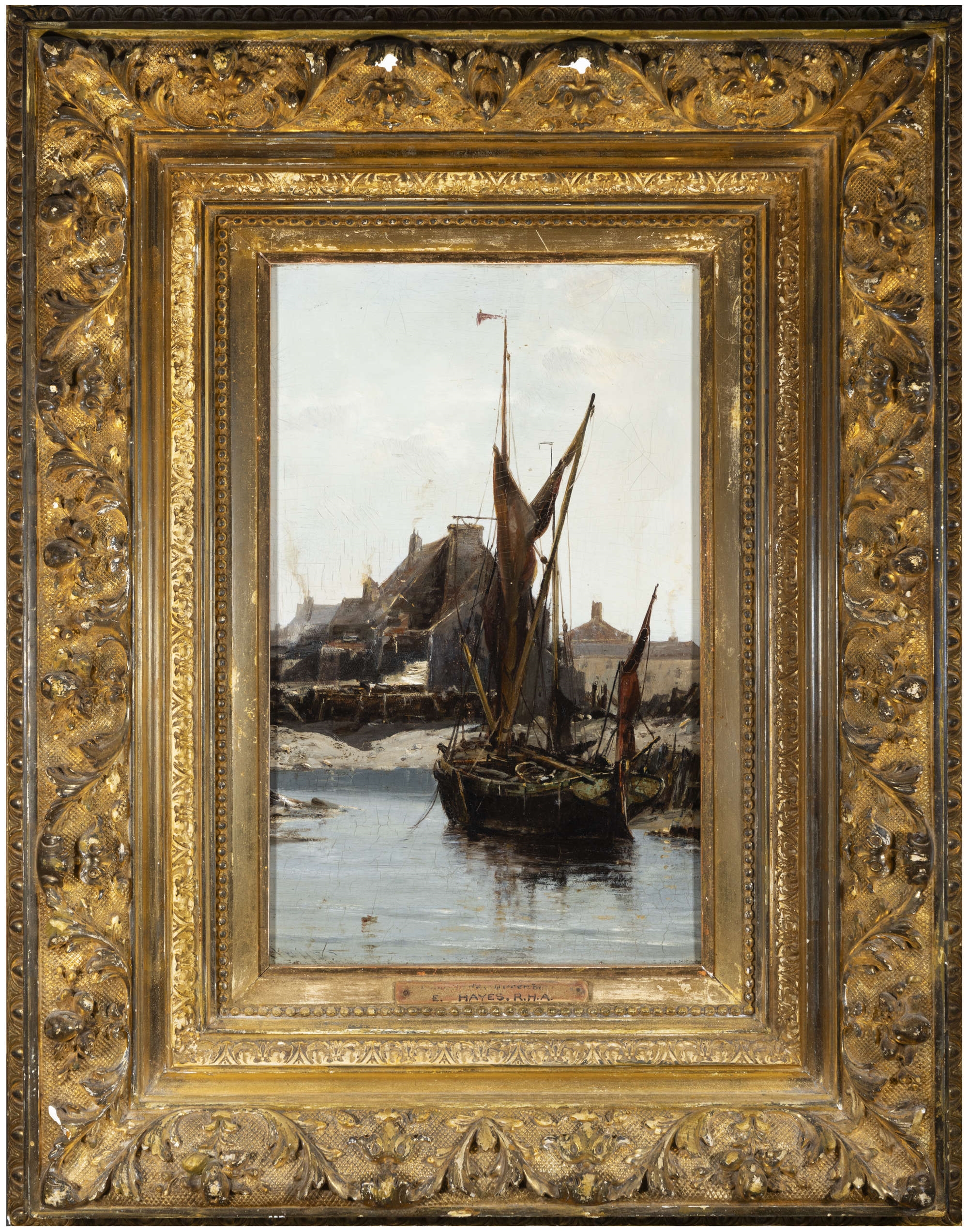 Edwin Hayes | Low Tide, Hay Barge, Queensboro | MutualArt