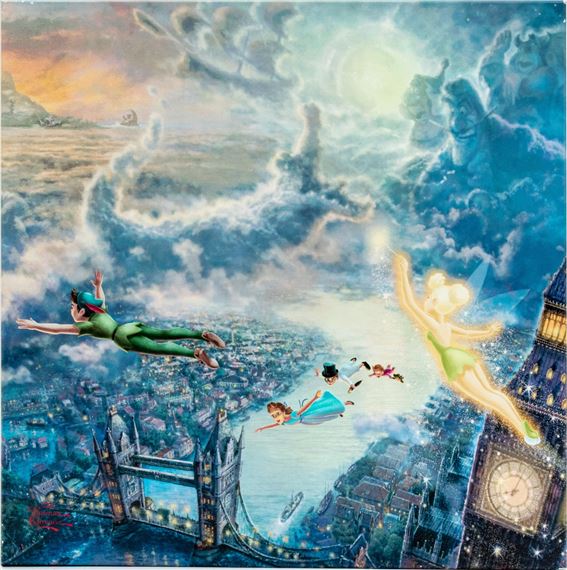 Thomas Kinkade | Tinker Bell And Peter Pan Fly To Never Land | MutualArt