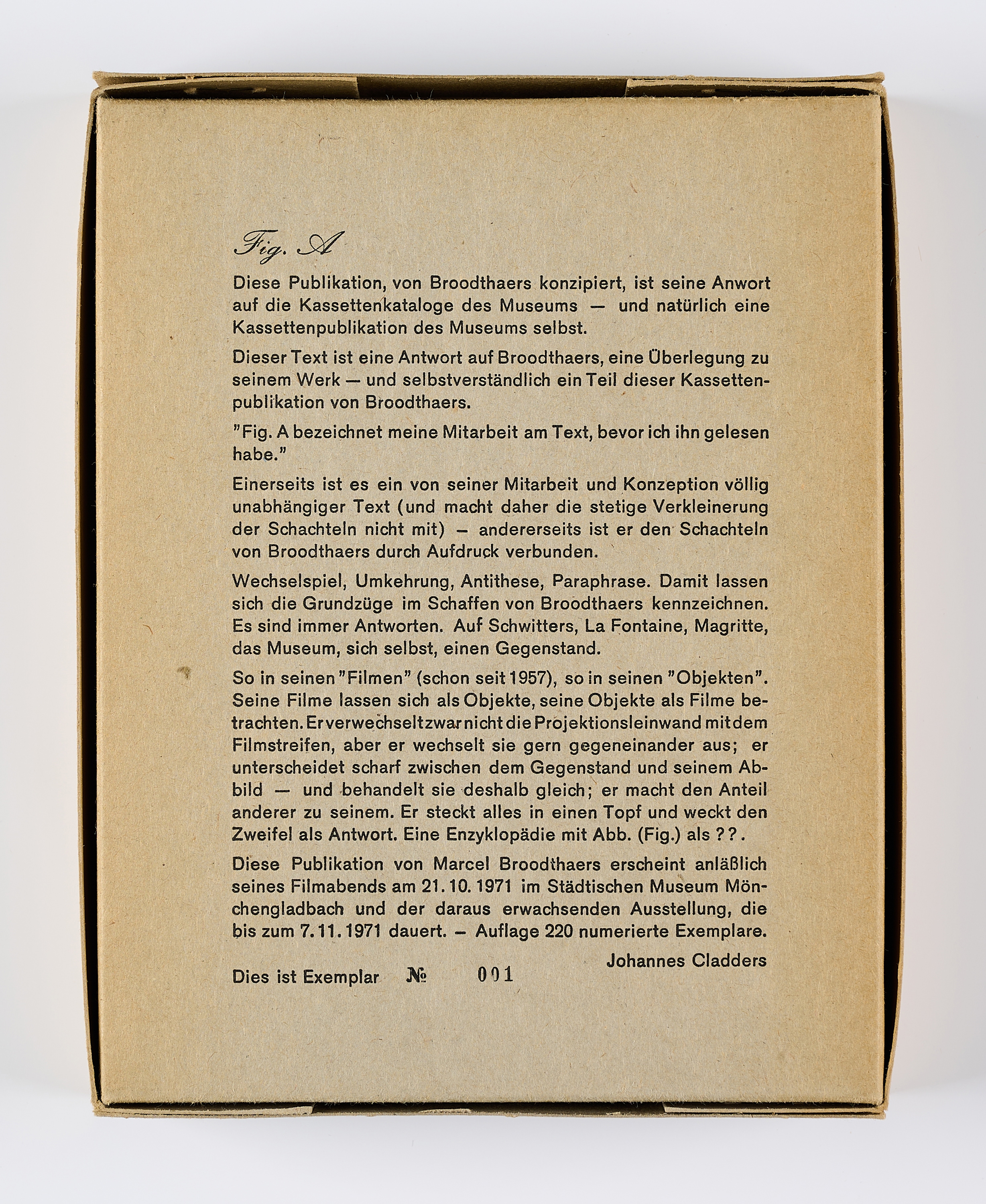 Marcel Broodthaers | Fig. A (1971) | MutualArt
