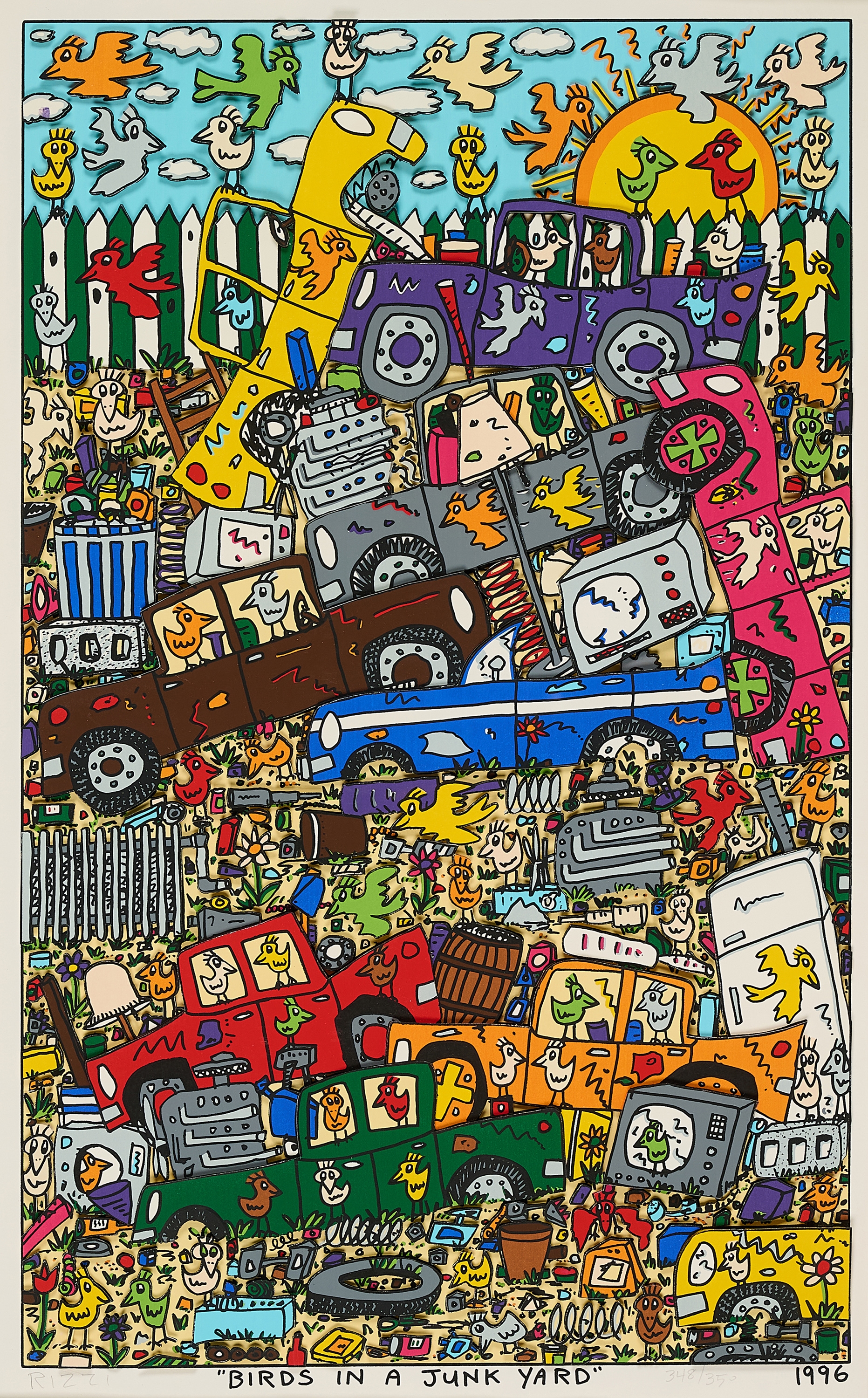 James Rizzi | Birds in a Junk Yard (1996) | MutualArt