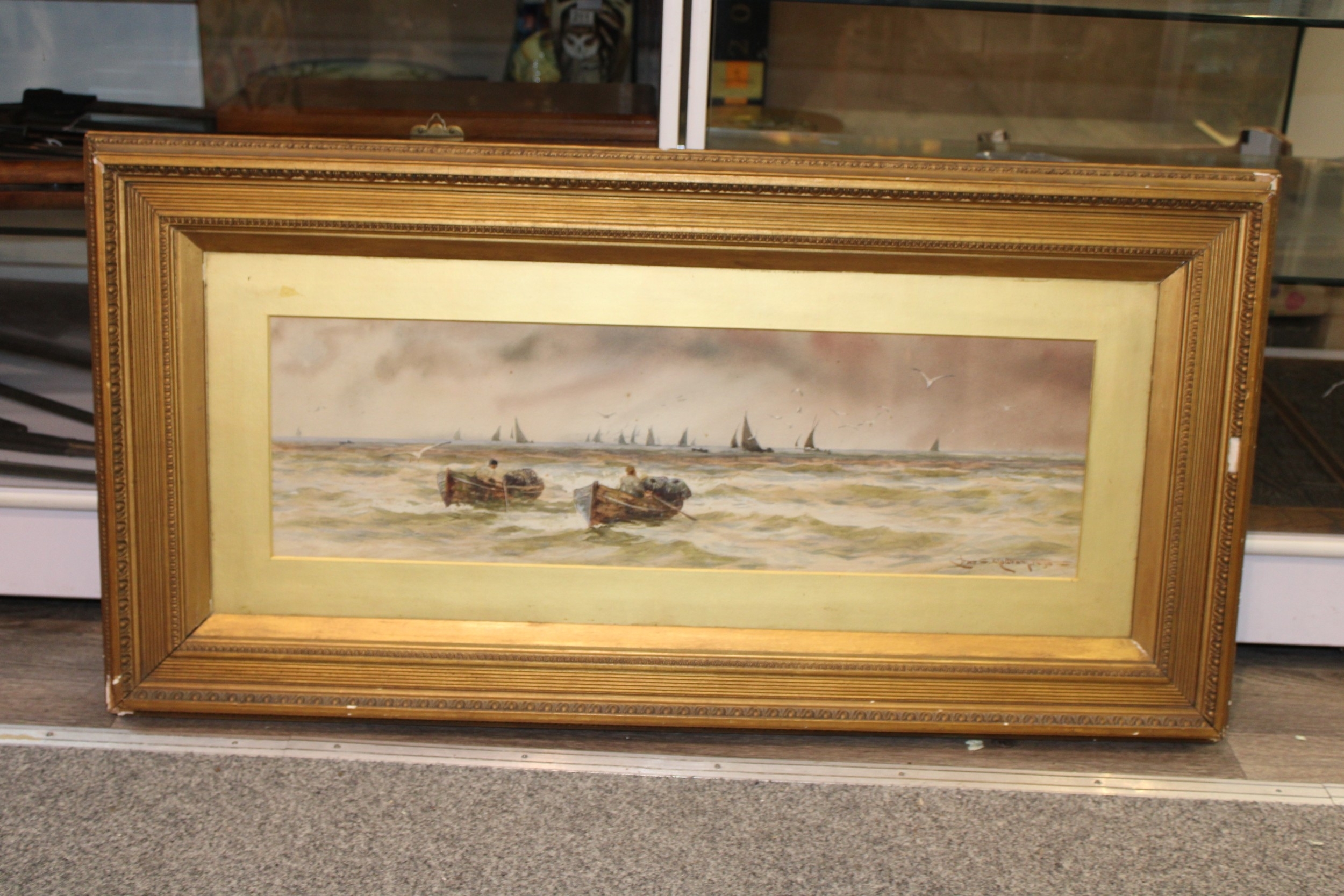 Charles Sim Mottram | a watercolour of lobster catchers in rowing boats ...