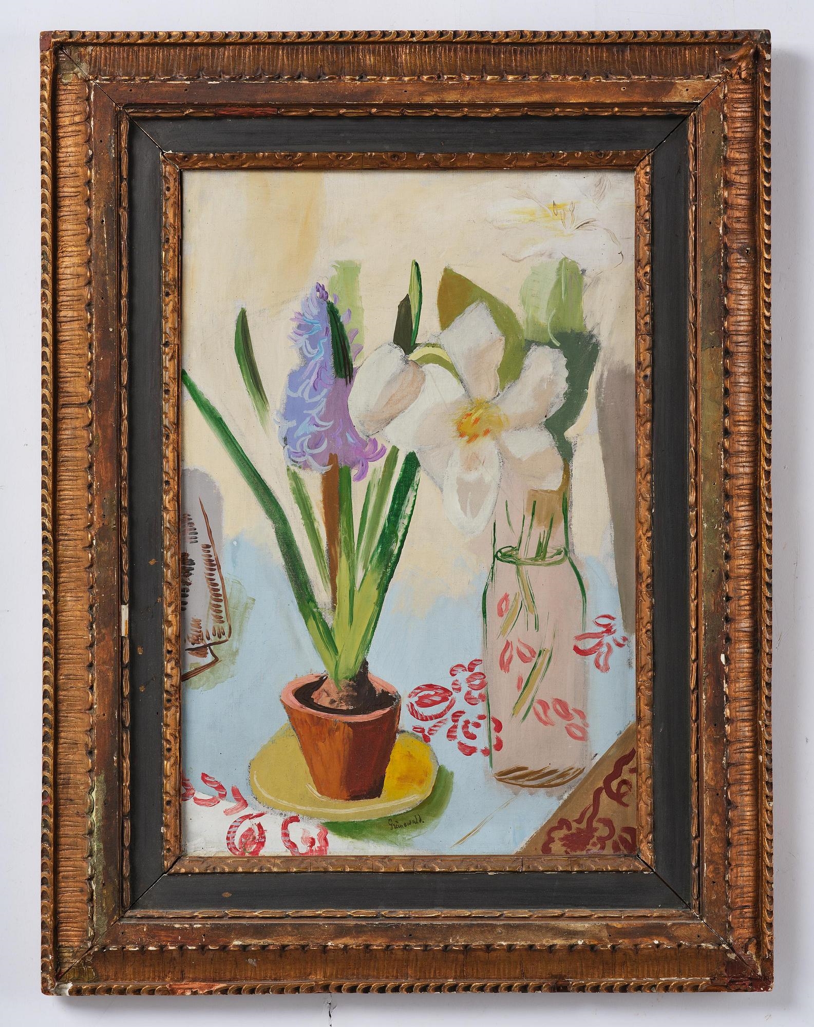 Isaac Grünewald | Flower still life with blue hyacinth | MutualArt