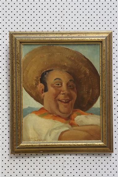 portrait of a man in straw hat - Edward Heffernan